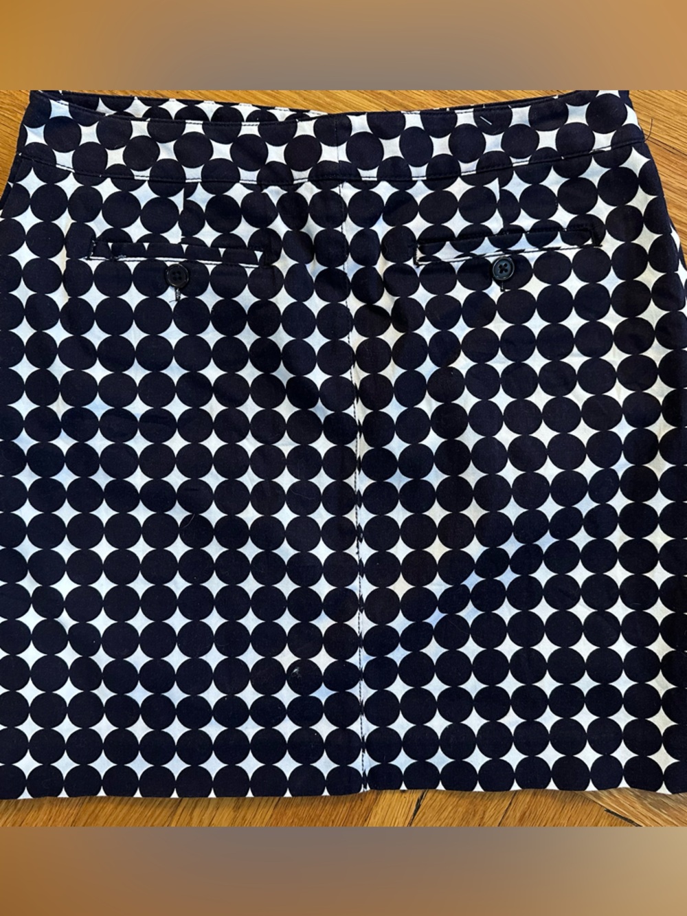 Polka Dot A-Line Preppy Mini Skirt Navy Blue and White - Picture 4 of 4